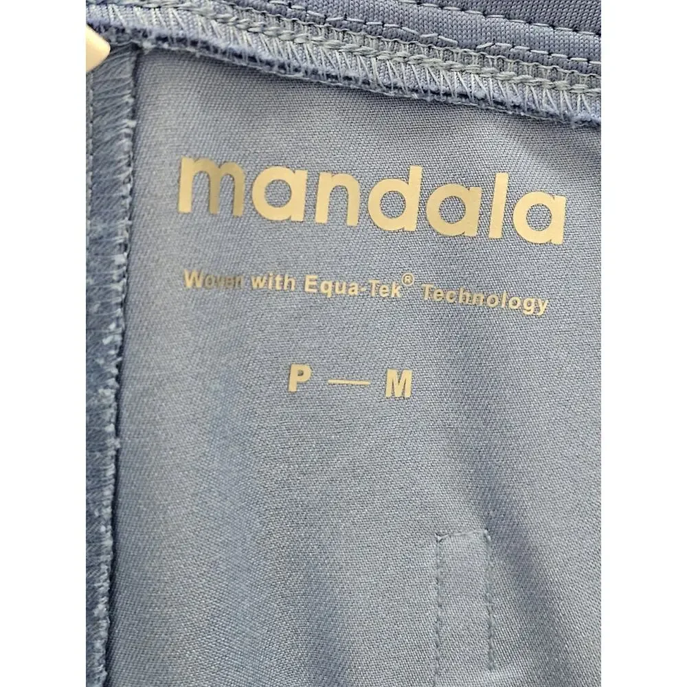 Mandala Scrub Pants Petite Medium PM M Womens Blue Wide Comfort Waistband